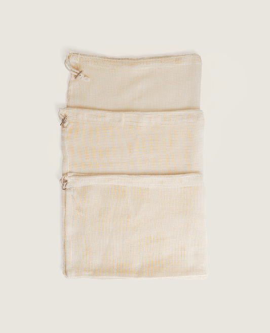 Reusable Cotton Mesh Bag Set 3 Pcs